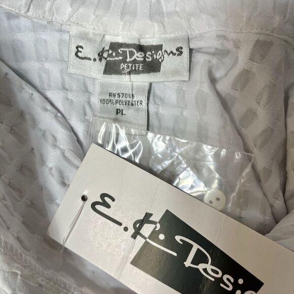 Vintage EK Designs Textured Button Down Top Y2K Boho Minimalist LP White Rave - Picture 5 of 9